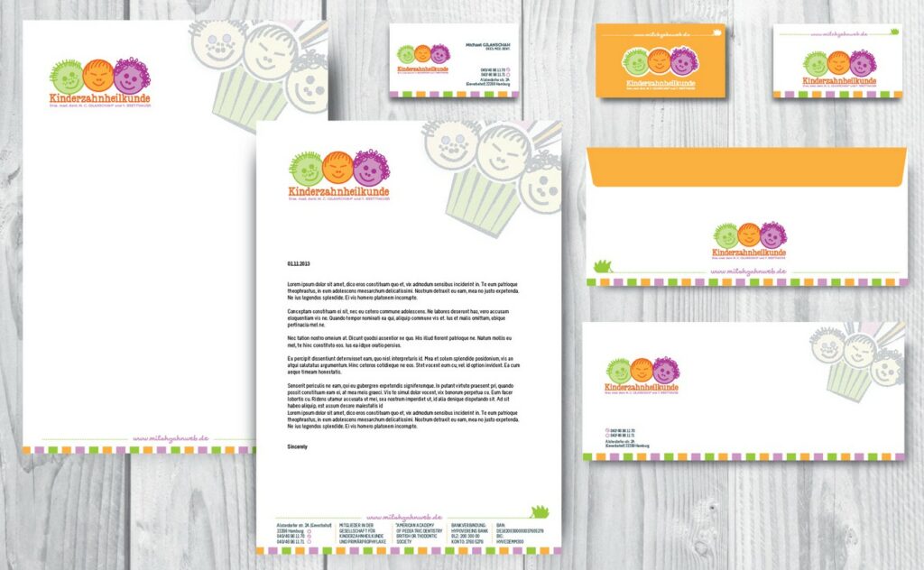 children dentist business stationery design